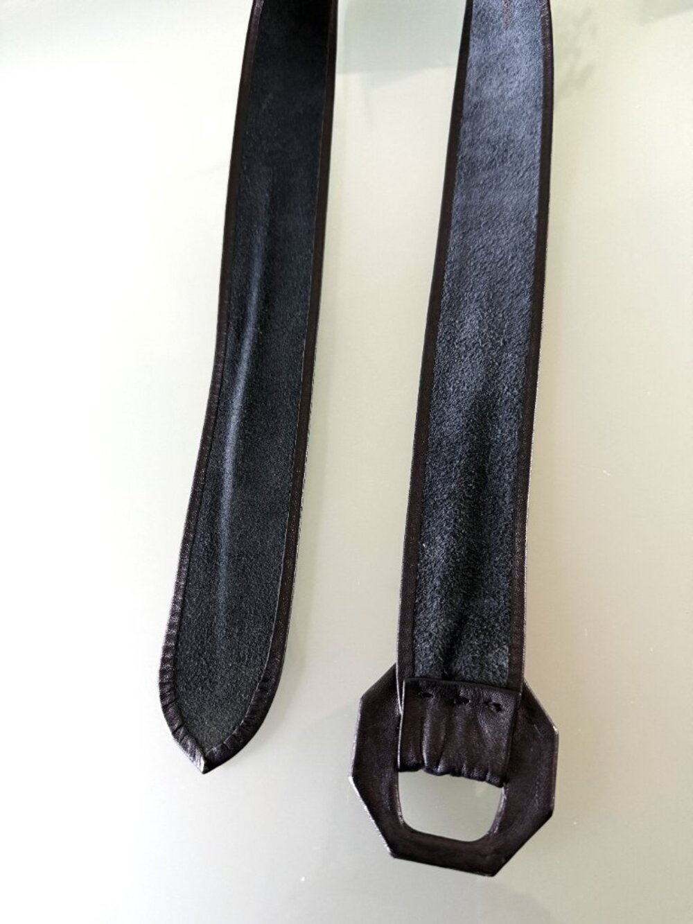 Women's Belt Vintage black leather fashion dress belt size S/M - Picture 8 of 9